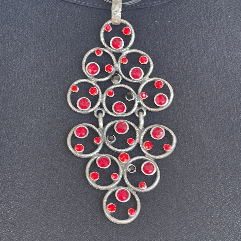 Chico’s Antique Silver Tone Statement Necklace Wi… - image 2